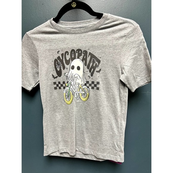 Cycopath Ghost on a tricycle Kids Tee Size 8 - Picture 1 of 5